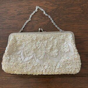 Vintage Offwhite Sequin Evening Purse